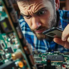 Mężczyzna na telefon: jak naprawić uszkodzoną płytę główną?